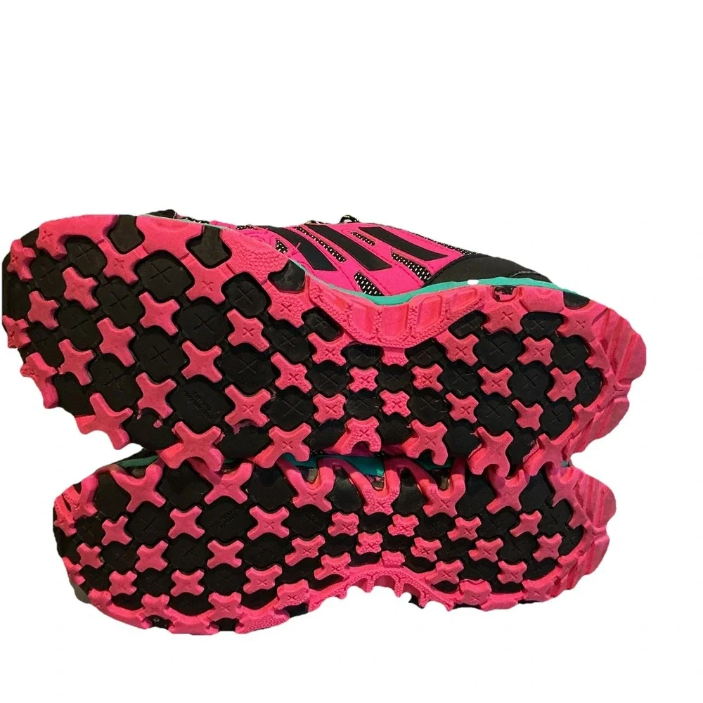 VTG Adidas Women's Pink Green Black Sneakers Lace Up Colorful Size‎ 7